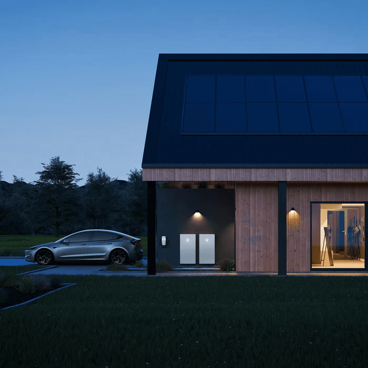 Family enjoying their solar-powered home
