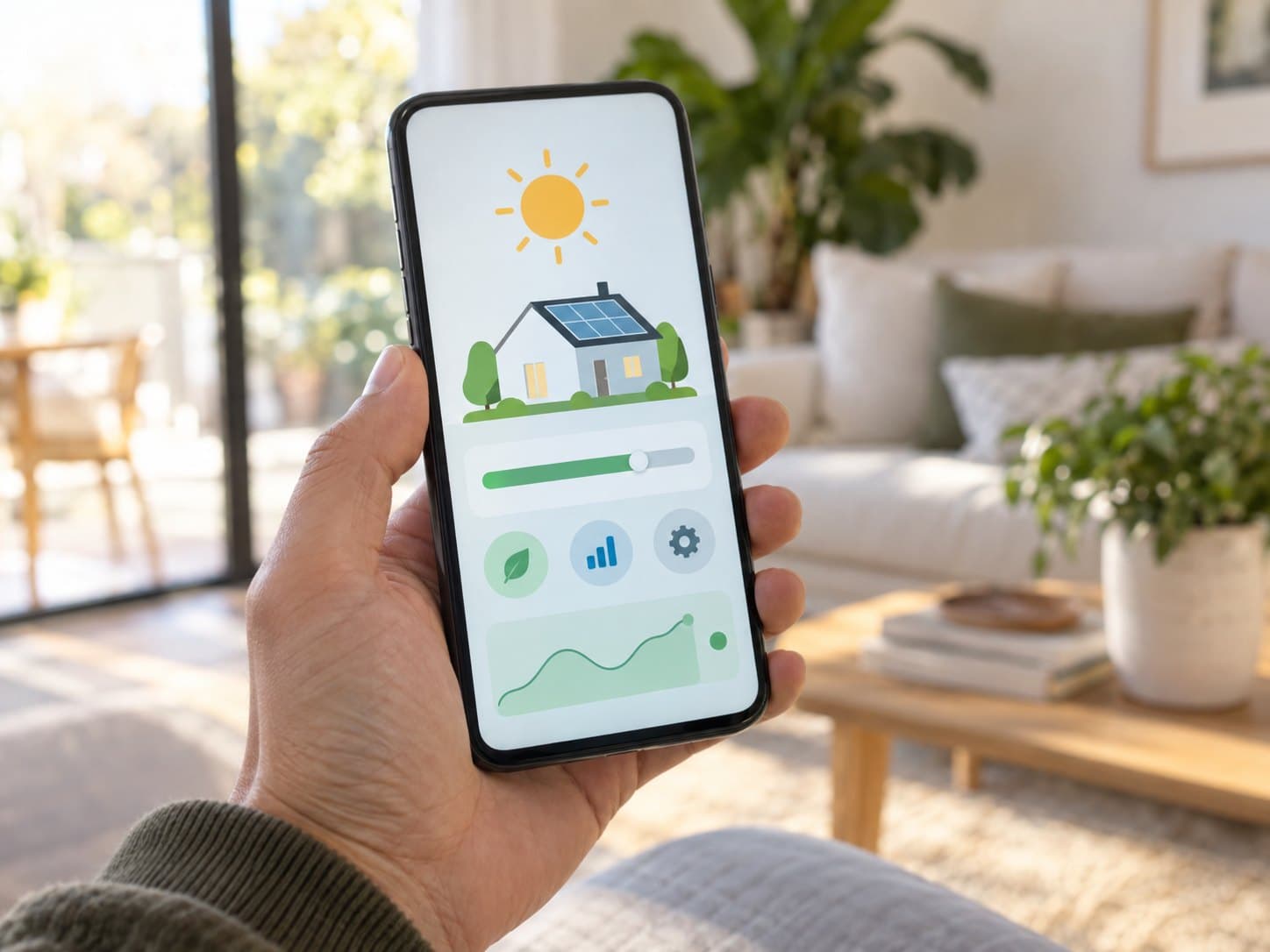 Checking solar production on a phone